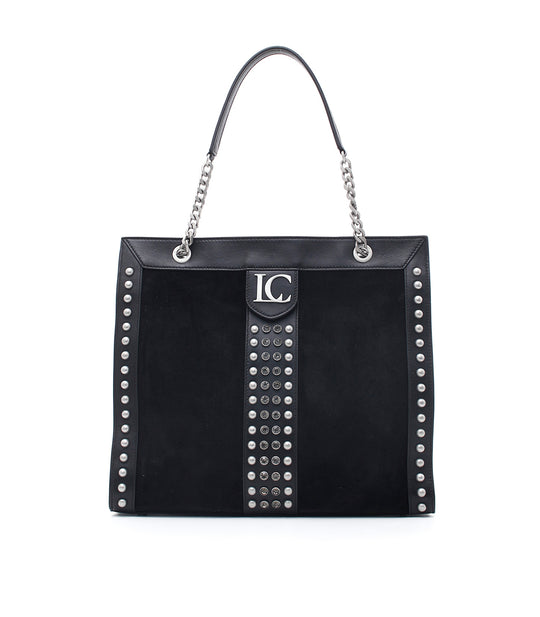 Angel Slim Shopper Suede + Leather - Black