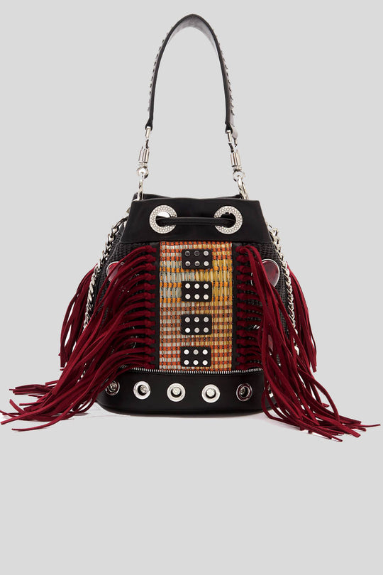 JUNGLE BUCKET RAFFIA + SYNT. COGNAC BLACK