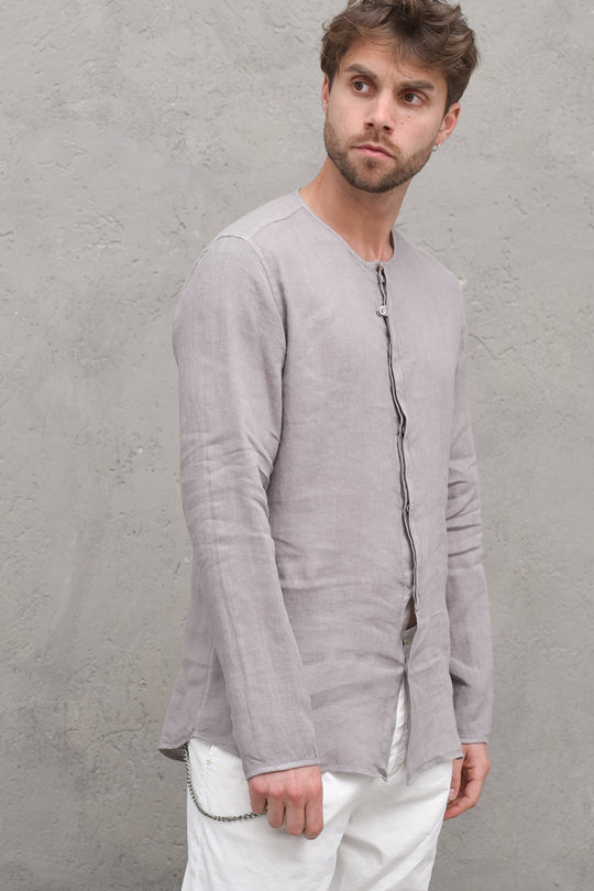 Camicia Girocollo Lino - Sabbia