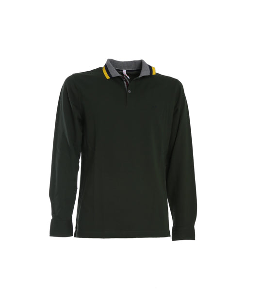 Polo El 3 Color Collar L/S - Militare Scuro