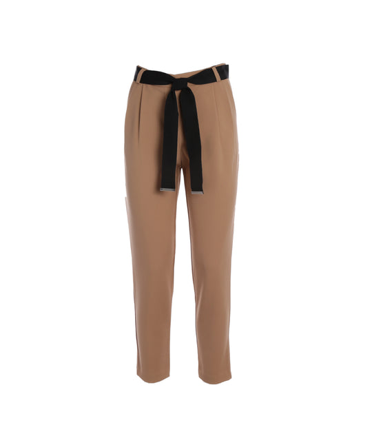 Pantalone Con Cintura - Cammello