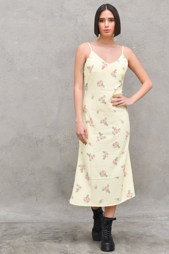 Ladies Dress - Yellow Roses