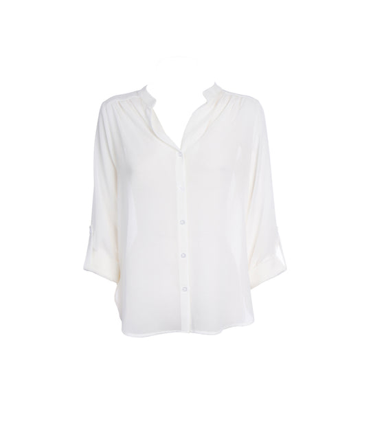 Camicia Maniche Arrotolate Donna - Panna