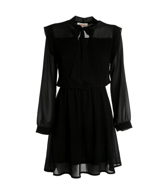 Abito Corto Plisse Donna - Nero