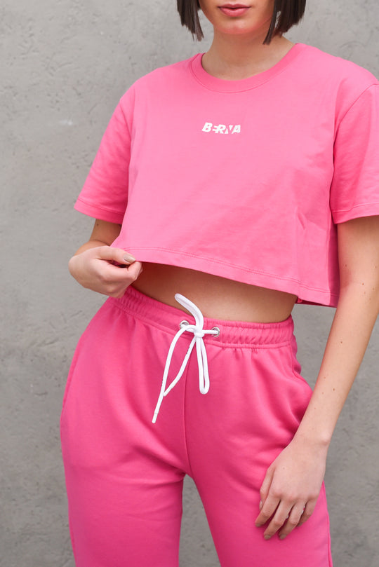 T-shirt Corta M/M Con Ricamo - Flamingo