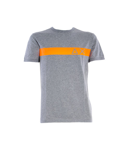 T-shirt Rond Stripe Print On Chest - Grigio Medio