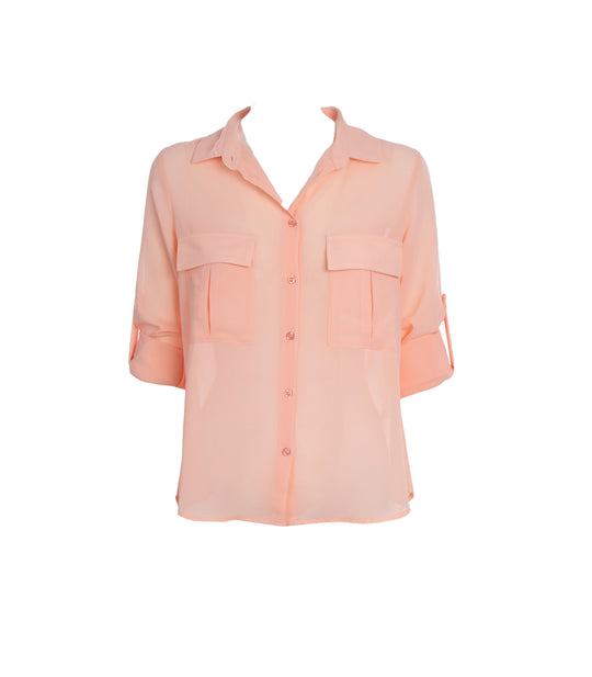 Camicia Tasche Donna - Pesca