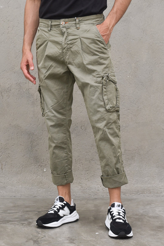 Pantalone Cargo Slim - Salvia