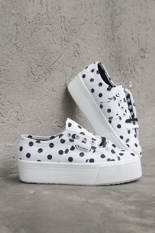Polkadots Lady shoes Wedge - White Black Dots