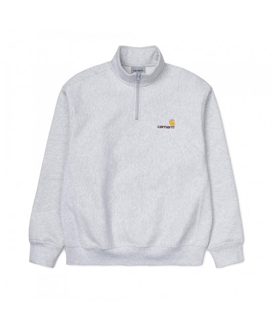 Half Zip American Script Sweat - Ash Heather