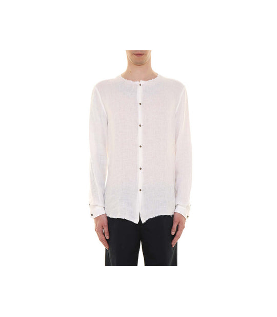Camicia Girocollo Lino M/L - Bianco