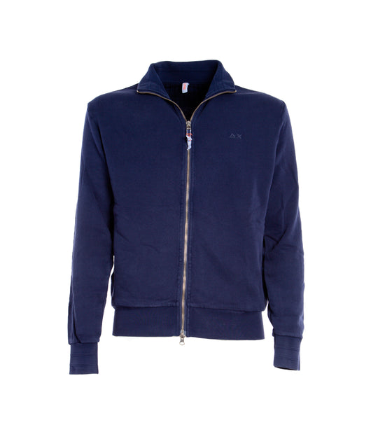 Full Zip Cold Dye Cott - Navy Blue