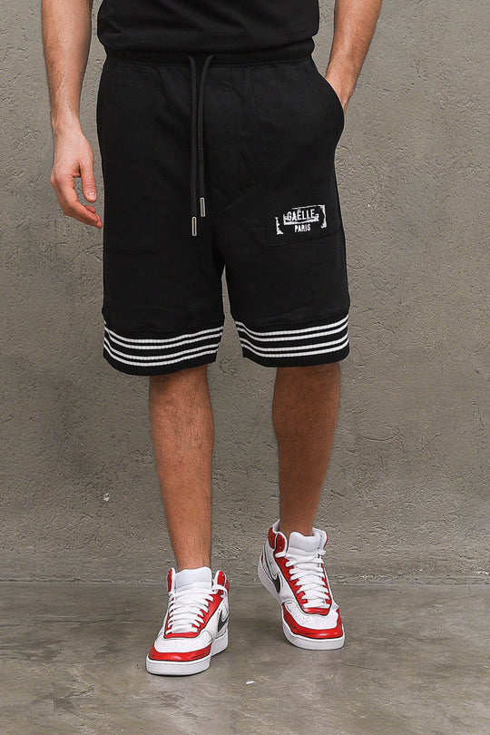 Bermuda In Felpa Con Smacchinato - Nero