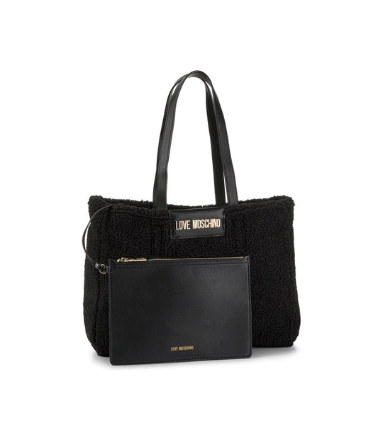 Borsa Pu + Eco Shearling Avo - Nero