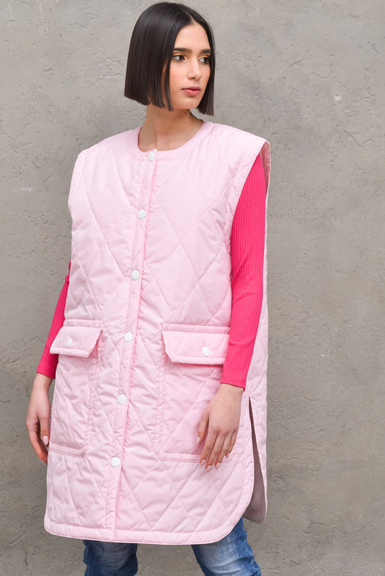 Giacca Imbottita Smanicata - Rosa