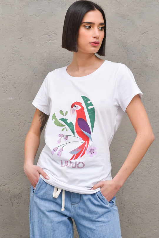 T-shirt St. Jungle Pappagallo - Bianco