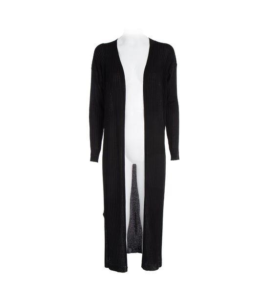 Cardigan Lungo Spacchi - Nero