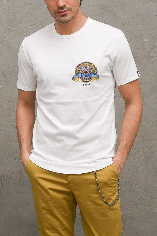 T-shirt Mm Jersey Stampa Scarabeo - Latte