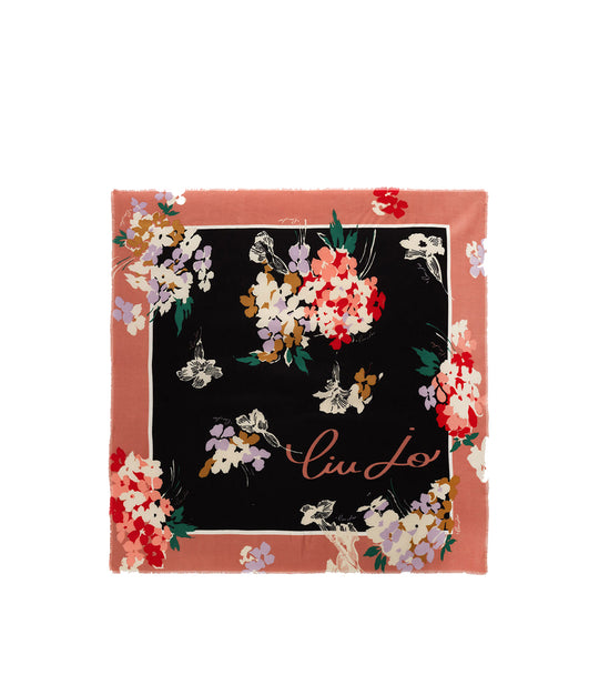 Foulard 120x120 Garzato - Black Multicolor Flower