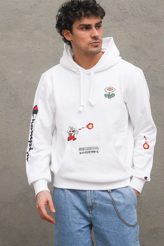 Hooded Sweatshirt Champion X Super Mario - White