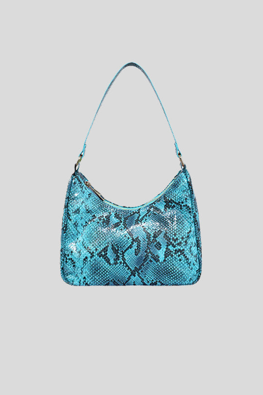 Mini Bag Pitonata Con Banda - Turchese