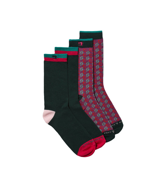 Classic Socks In Jacquard Pattern And Colour Block
