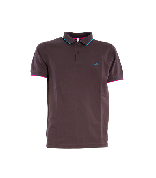 Polo Small Stripe On Collar - Marrone