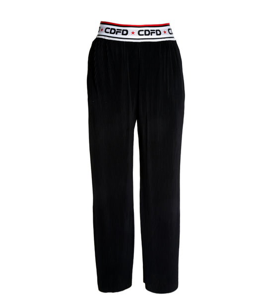 Pantalone Plisse Largo + Elastico - Nero