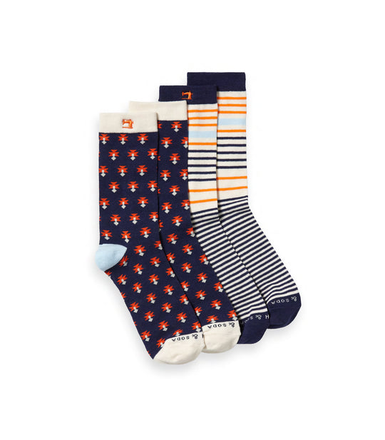 Classic Socks In Stripe And Jacquard Pattern
