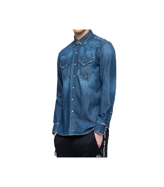 Camicia In Denim Con Rotture