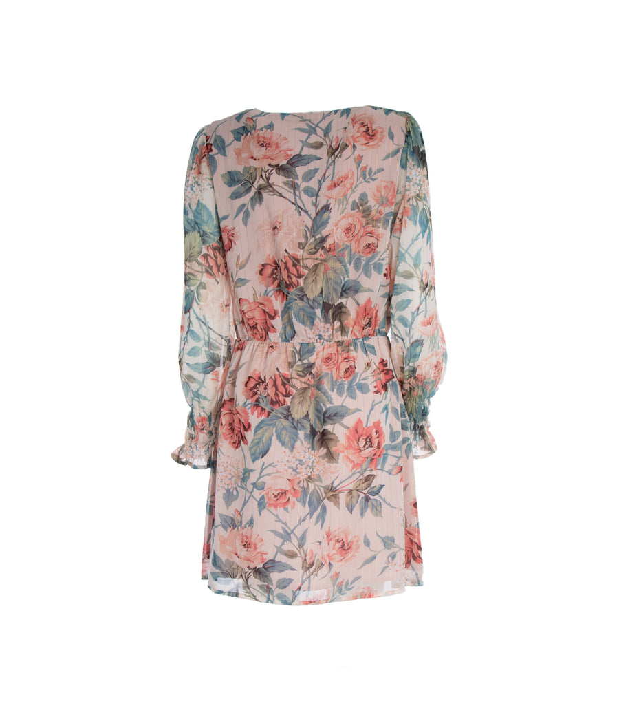 Short Teardrop Print Dress - Nude Flowers — 2