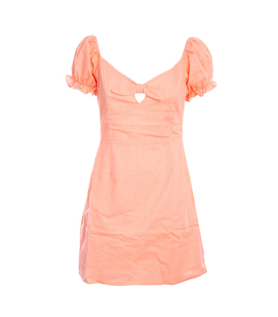 Ladies Dress - Coral Linen Look