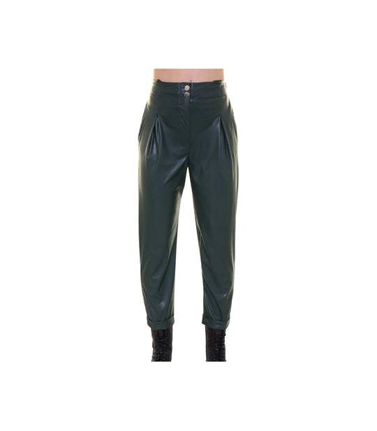 Pantalone Ecopelle - Verde Bottiglia