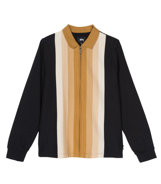 Preston Full Zip Ls Polo - Black