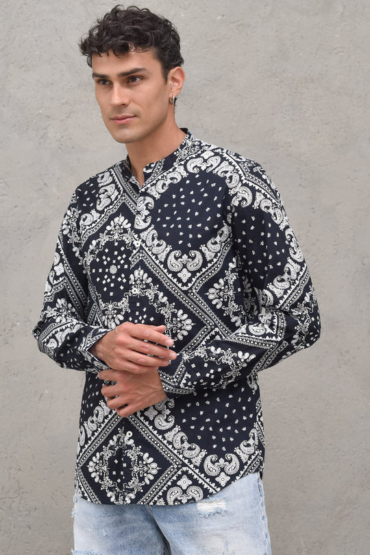 Camicia Fantasia Bandana - Nero