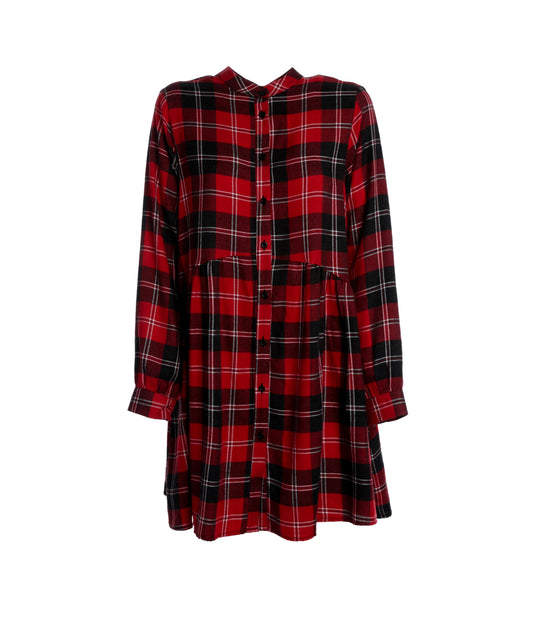 Abito Bottoni Check Donna - Rosso Nero