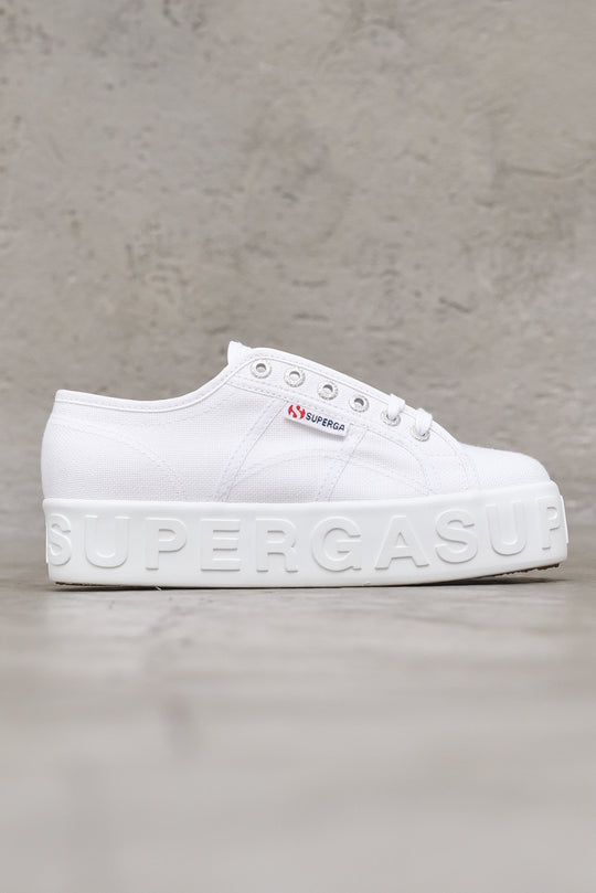 3D Lettering Lady Shoes Wedge - White