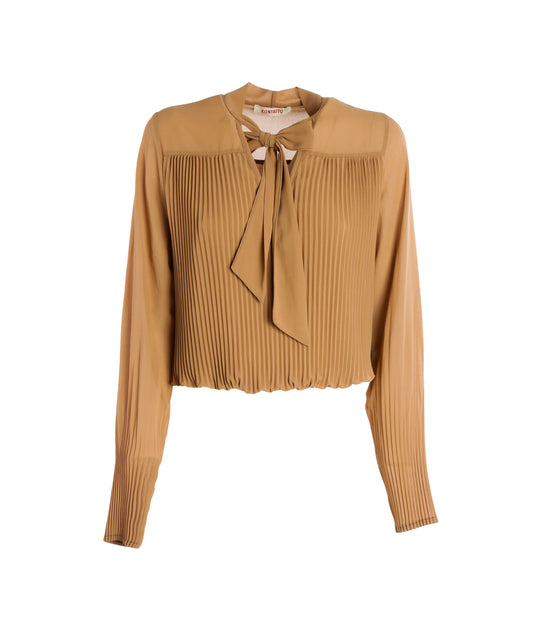 Blusa Plisse Donna - Toast
