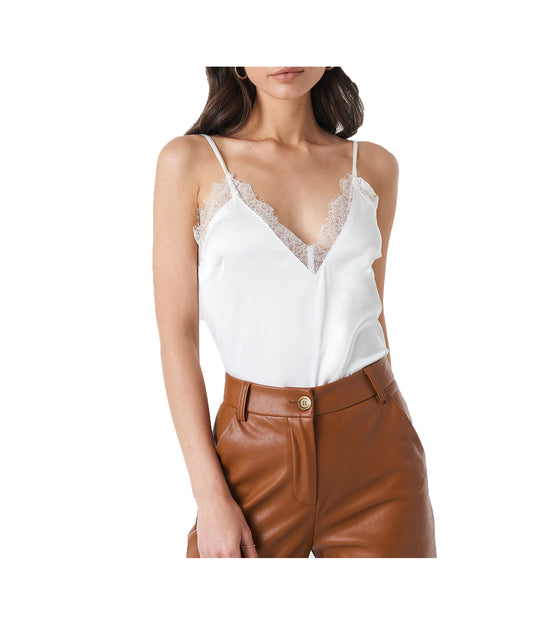Plain Lace Singlet - White
