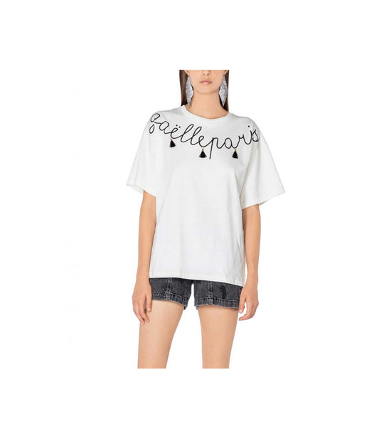 T-Shirt Jersey Mezza Manica Con Stampa - Off White