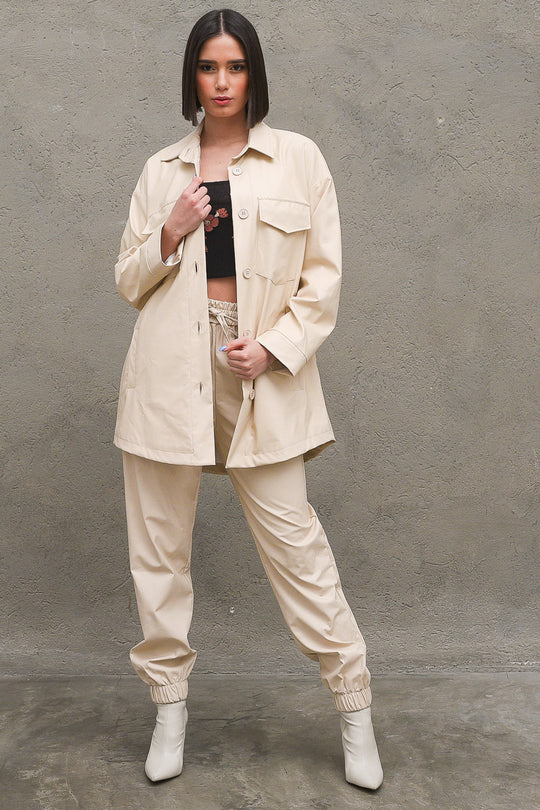 Camicia Over Tasche Donna - Mandorla