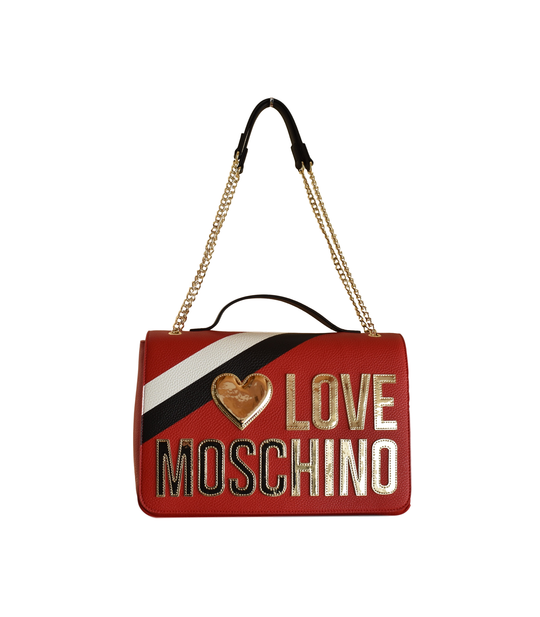 Borsa Pebble Pu Mix - Rosso/Nero