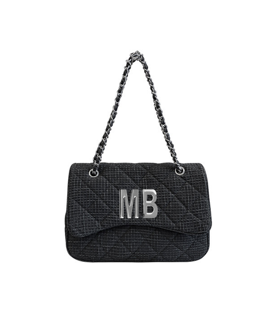 Tracolla In Tweed Trapuntato - Nero