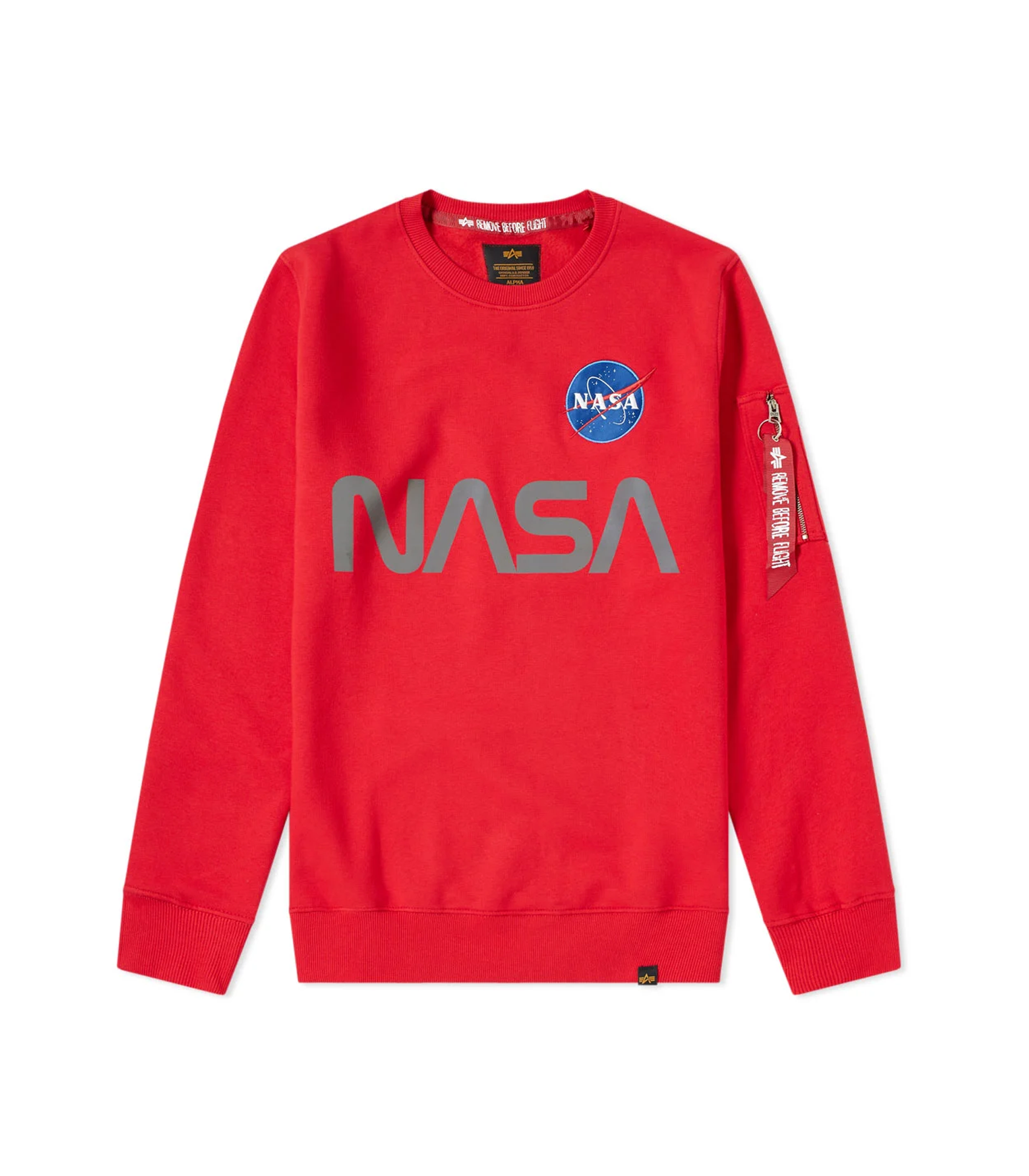 Alpha Industries Inc. Nasa Reflective Sweater Speed Red Rosso Uomo Chemise Imola