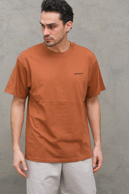 S/s Script Embroidery T-shirt - Rum Black