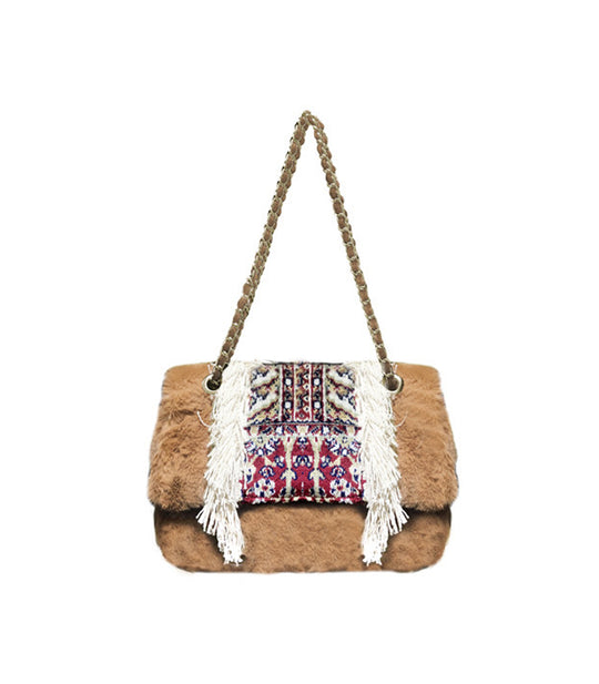 Tracolla In Ecopelliccia Boho Personalizzata - Biscotto