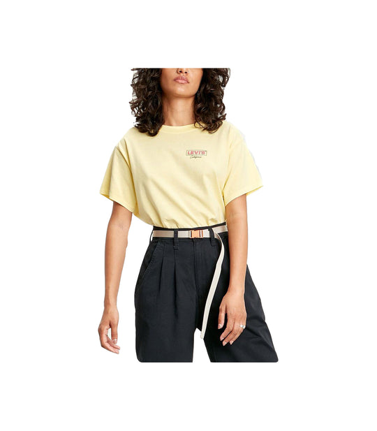 Graphic Varsity Tee Cali Box Tab Chest - Pale Banana