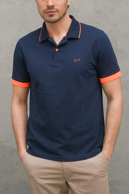 Polo Small Stripes Fluo El. - Navy Blue