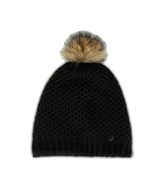 Cappello Maglia Con Apertura - Nero