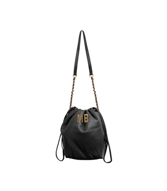 Secchiello In Similipelle E Ecopelliccia Reversibile - personalizzabili 2 lettere a scelta - Nero